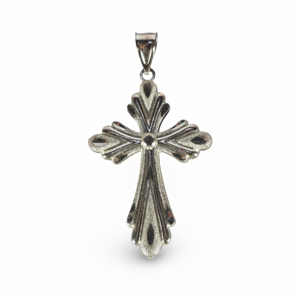 1 of A Kind Cross Pendant Unisex OS‎ Silver Vintage 2002 Textured Gothic Ornate